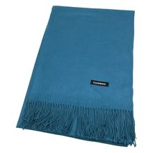 Écharpe rectangulaire unie à extrémités frangées bleu turquoise