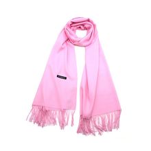 Écharpe rectangulaire unie à extrémités frangées rose