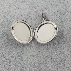 Pendentif porte-photo acier en argent de forme ronde
