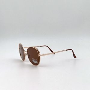 Lunettes de soleil à monture arrondie métallique avec verres teintés