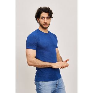 T-shirt en polyester stretch avec un effet texturé bleu