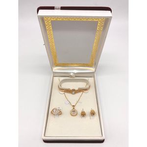 Parure Bijoux Cœur Pêche – Collier, Bracelet, Boucles D'oreilles, Bague – Or Et Diamants Blancs – Cadeau Saint-Valentin - 6