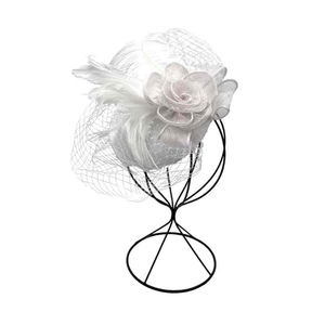 Bibi de cérémonie avec fleur à voilette et détail plumes