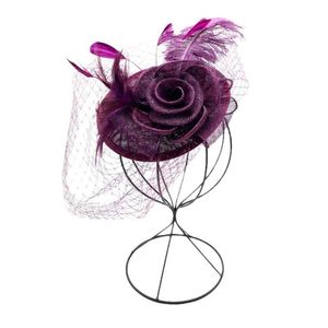 Bibi de cérémonie avec fleur à voilette et détail plumes