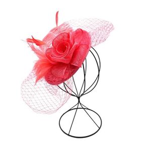 Bibi de cérémonie avec fleur à voilette et détail plumes