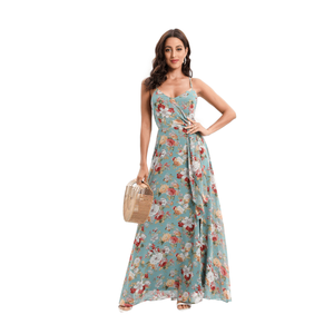 Robe longue à fente avec un magnifique imprimé floral