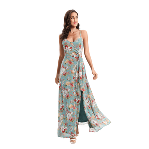 Robe longue à fente avec un magnifique imprimé floral