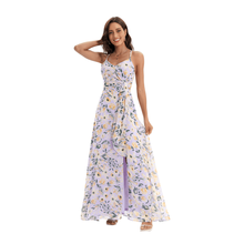 Robe longue à fente avec un magnifique imprimé floral