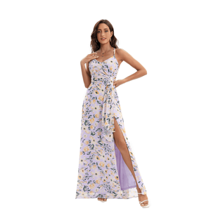 Robe longue à fente avec un magnifique imprimé floral