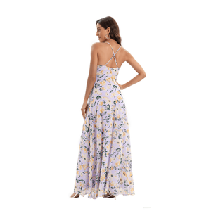 Robe longue à fente avec un magnifique imprimé floral