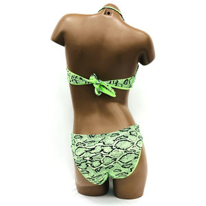 Maillot de bain deux pièces réversible motif reptile et uni