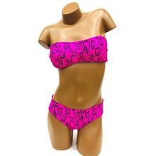 Maillot de bain deux pièces réversible motif reptile et uni