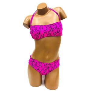 Maillot de bain deux pièces réversible motif reptile et uni