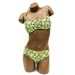 Maillot de bain deux pièces réversible motif reptile et uni