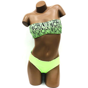 Maillot de bain deux pièces réversible motif reptile et uni