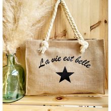 Sac De Courses En Toile De Jute Domelo - 43x32x18 Cm, 25 L, Anses Coton, Poche Intérieure Zippée - 9