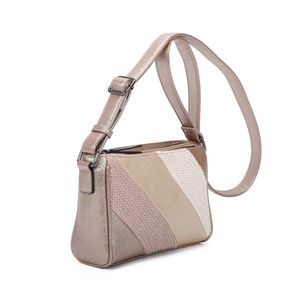 Sac porté travers bimatière habillé d’un patchwork tressé