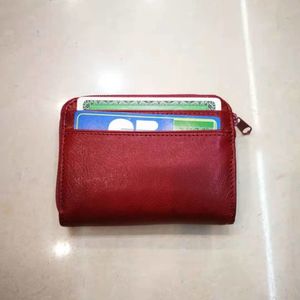 Portemonnaie à glissière et fentes pour cartes rouge