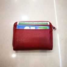 Portemonnaie à glissière et fentes pour cartes rouge