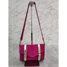 Besace croûte de cuir daim fermeture par rabat aimanté