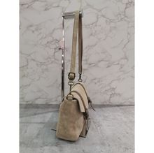 Besace croûte de cuir daim fermeture par rabat aimanté