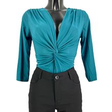 Body col cache-cœur en torsade à manches mi-longues