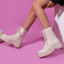 Bottine style rangers à laçage avec glissière sur le côté taille 36-41