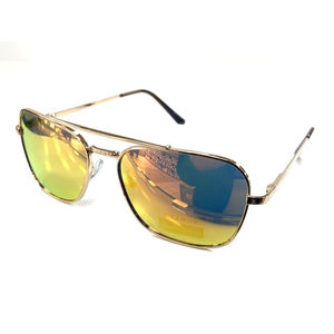 Lunettes de soleil unisexes design pilote à verres effet miroir