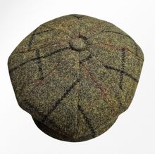 Béret casquette gavroche vert motif carreaux et lignes colorés