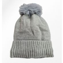 Bonnet doublé pour enfant uni simple et bord côtelé avec pompon