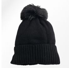 Bonnet doublé pour enfant uni simple et bord côtelé avec pompon