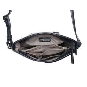 Sac doté d'une bandoulière bimatière en simili cuir et en tissu
