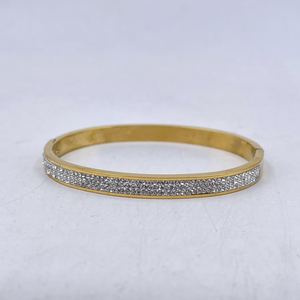 Bracelet manchette en acier inoxydable doré incrustation de cristaux