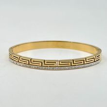 Bracelet manchette en acier inoxydable doré incrustation de cristaux