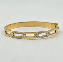 Bracelet manchette en acier inoxydable doré incrustation de cristaux
