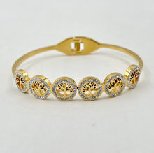 Bracelet manchette en acier inoxydable doré incrustation de cristaux