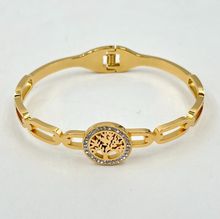 Bracelet manchette en acier inoxydable doré incrustation de cristaux