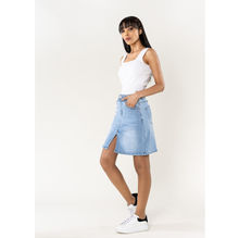 Jupe courte fendue en jean avec zip