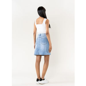 Jupe courte fendue en jean avec zip