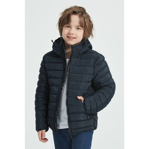 Doudoune matelassée coupe courte dotée d'une capuche bleu foncé