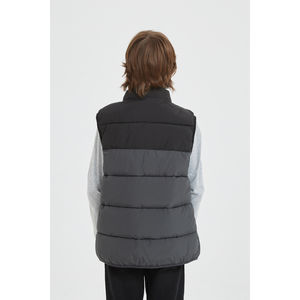 Doudoune sans manches en tissu déperlant matelassé Noir/Gris