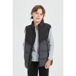 Doudoune sans manches en tissu déperlant matelassé Noir/Gris