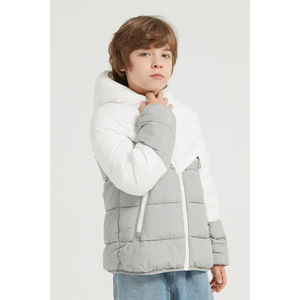 Doudoune bouffante avec capuche et matelassage en bandes