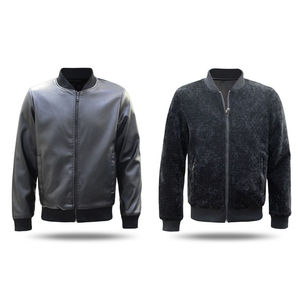 Veste col teddy réversible simili cuir et velours