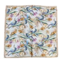 Foulard carré soyeux en soie et viscose à motifs de tulipes - 12 pièces