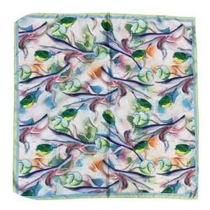 Foulard carré soyeux en soie et viscose à motifs de tulipes - 12 pièces