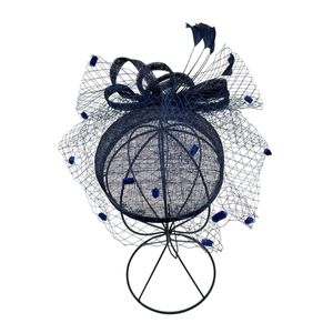 Chapeau bibi de cérémonie à voilette avec des boucles et plumes