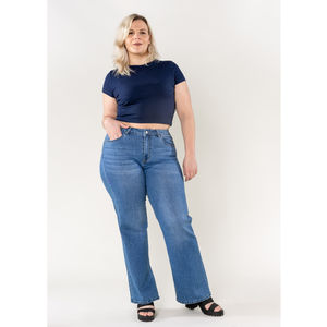 Jeans en grande taille haute stretch de coupe flare évasée
