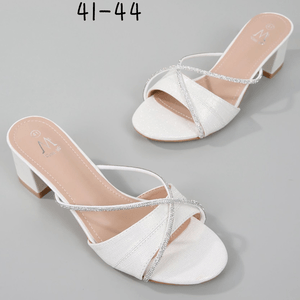 Mules talon carré avec deux fines brides en strass grande taille 41-44