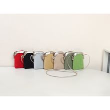 Pochette pour téléphone zippée en tissu côtelé et simili cuir